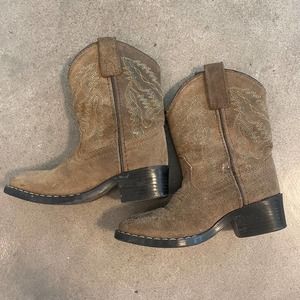 Smoky Mountain Brown leather western cowboy boots toddler boys shoes size 10